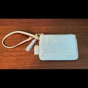 Coach Light Blue Leather Wristlet